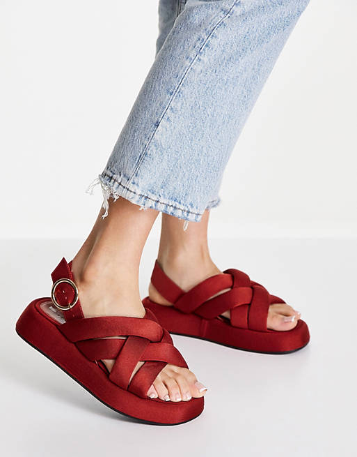 ASOS DESIGN Fernhill chunky padded flat sandals in rust