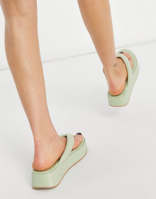 ASOS DESIGN Ferris chunky flip flop sandals in pastel green