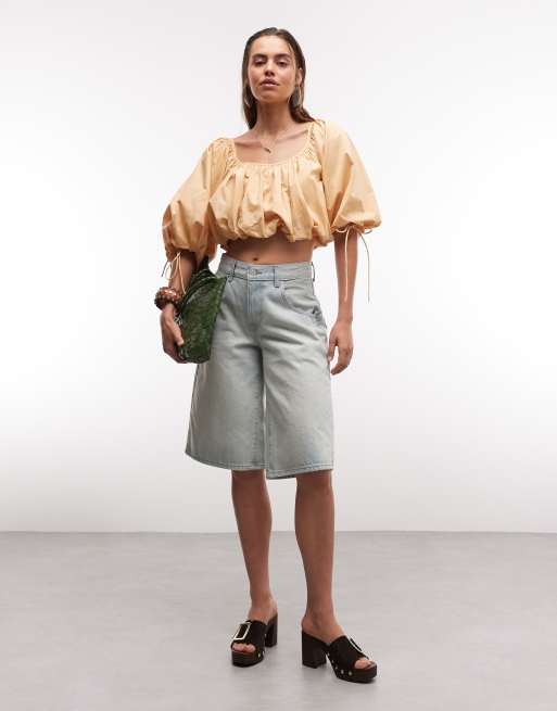 ASOS DESIGN - Ferskenfarvet croptop med pufærmer, 3 af 8
