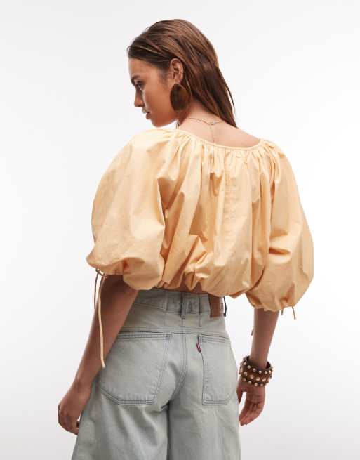 ASOS DESIGN - Ferskenfarvet croptop med pufærmer, 4 af 8