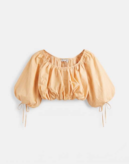 ASOS DESIGN - Ferskenfarvet croptop med pufærmer, 5 af 8