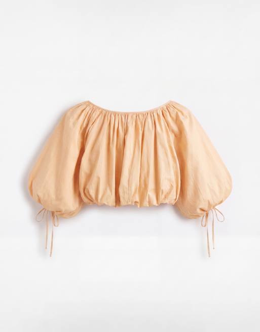 ASOS DESIGN - Ferskenfarvet croptop med pufærmer, 6 af 8