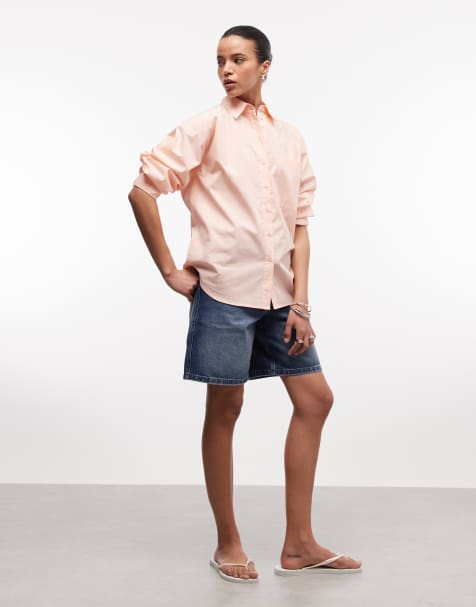 ASOS DESIGN - Ferskenfarvet klassisk skjorte i bomuld - view 1