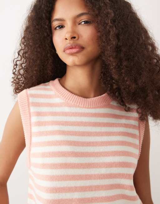 ASOS DESIGN - Ferskenfarvet strikket tanktop med striber, 3 af 4