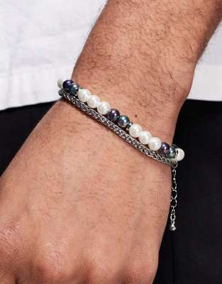 Asos Design Festival 2 Pack Faux Pearl Bracelet