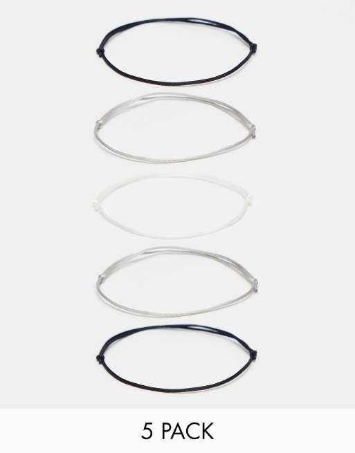 ASOS DESIGN festival 5 pack cord bracelets in monochrome  