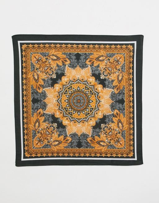 ASOS DESIGN paisley print bandana in black