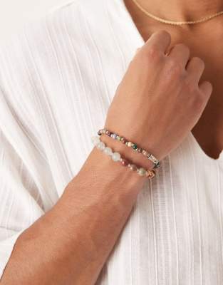 Asos Design Festival Beaded 2 Pack Bracelets In Multi