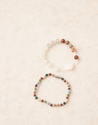 Asos Design Festival Beaded 2 Pack Bracelets In Multi