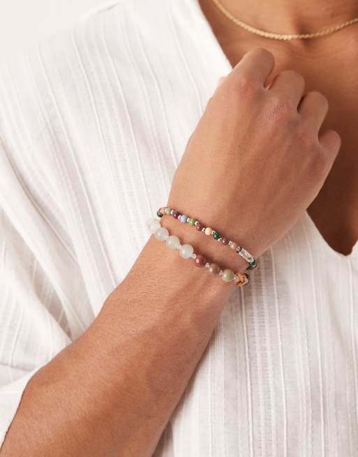 ASOS DESIGN Festival beaded 2 pack of bracelets in multi