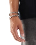 [ASOS DESIGN] ASOS DESIGN Festival beaded 2 pack of bracelets with black and silver spacers in multi No Size SILVER
