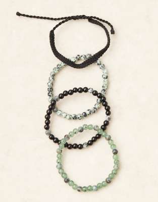 Asos Design Festival Beaded And Cord 4 Pack Bracelets In Multi