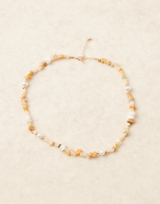 ASOS DESIGN festival beaded chip necklace in multi 