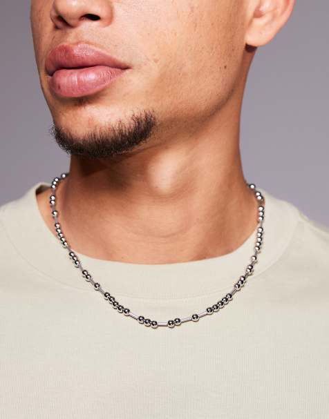 ASOS DESIGN festival beaded necklace in silver - view 1