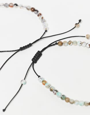 Asos Design Festival Beaded Puller 3 Pack Bracelets In Multi