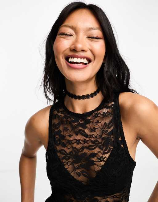 ASOS DESIGN festival boho sheer dress in black