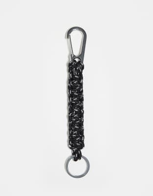 festival braided keyring bag charm with o ring in silver tone