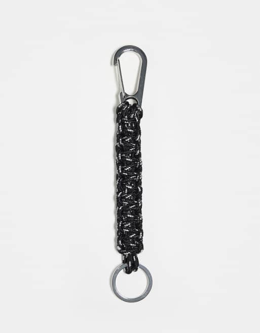 ASOS DESIGN festival braided keyring with o ring in silver tone