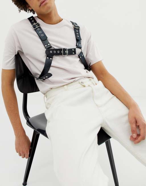 ASOS Design Chest Harness with Hanging Chains in Black