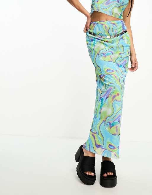 ASOS DESIGN festival column maxi skirt co ord in marble print