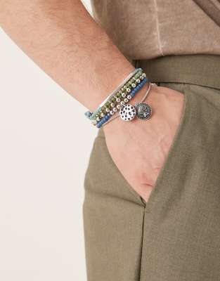 Asos Design Festival Cord And Beaded 5 Pack Bracelets