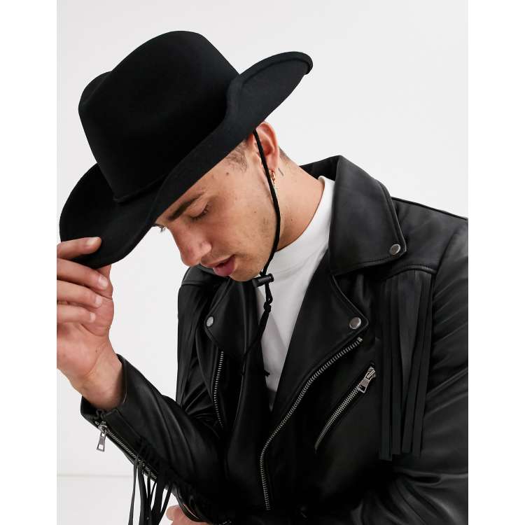 ASOS DESIGN festival cowboy hat in black