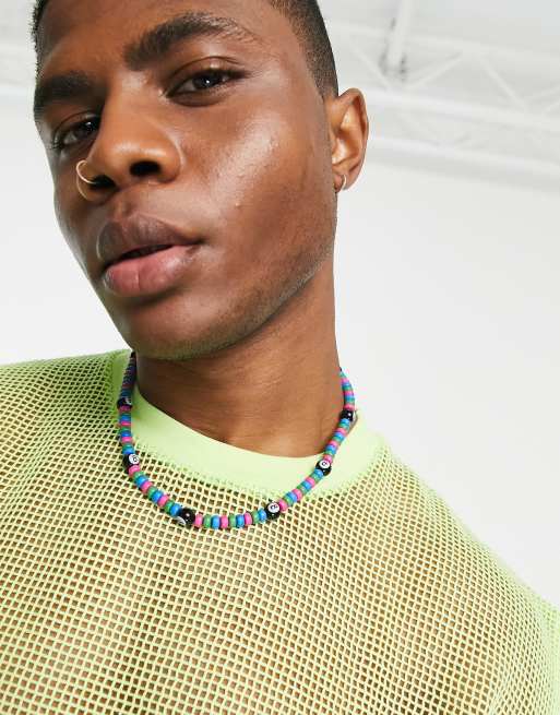 ASOS DESIGN - Festival - Farverig perlehalskæde med billardkugle-perler  