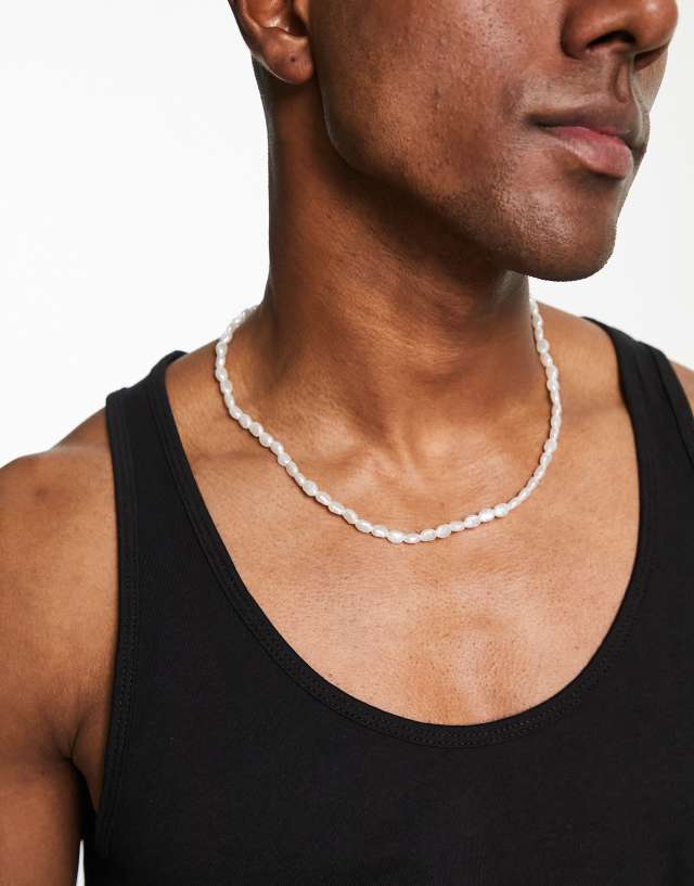 ASOS DESIGN festival faux freshwater pearl beaded necklace