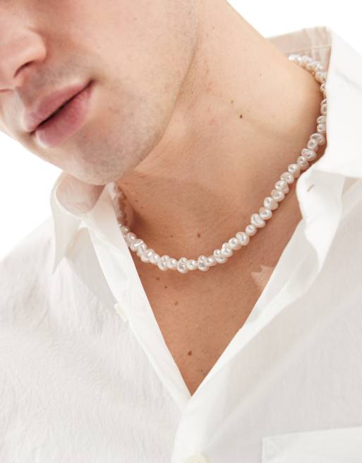 ASOS DESIGN festival faux freshwater pearl necklace festival 