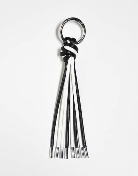 ASOS DESIGN festival faux leather keyring bag charm in multi - view 1