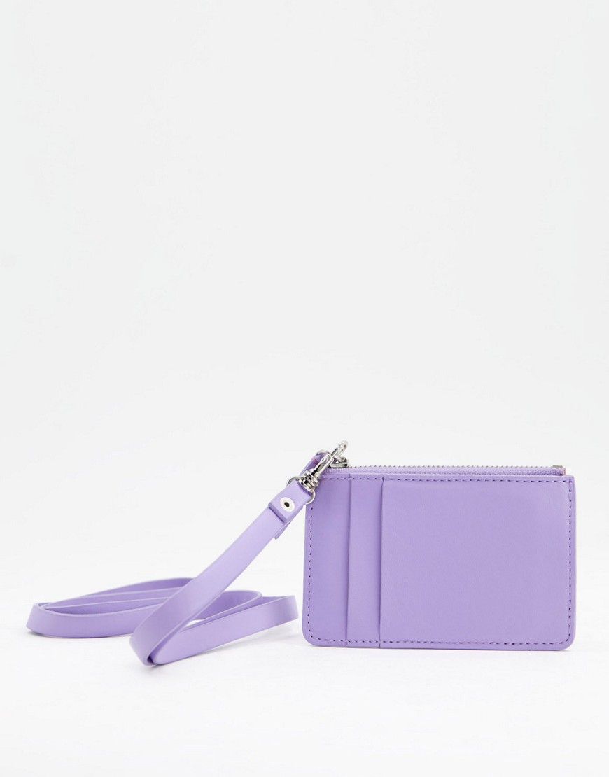 ASOS DESIGN festival faux leather neck wallet in lilac-Purple