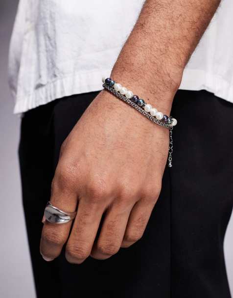 ASOS DESIGN festival faux pearl 2 pack bracelet in multi - view 1