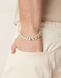[ASOS DESIGN] ASOS DESIGN Festival faux pearl and jade chip 2 pack of bracelets in cream-White No Size CREAM