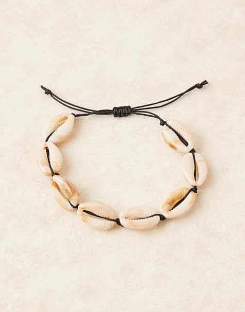 ASOS DESIGN festival faux shell bracelet in cream - view 1