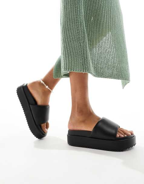 ASOS DESIGN Festival flatform sandals in black - view 1