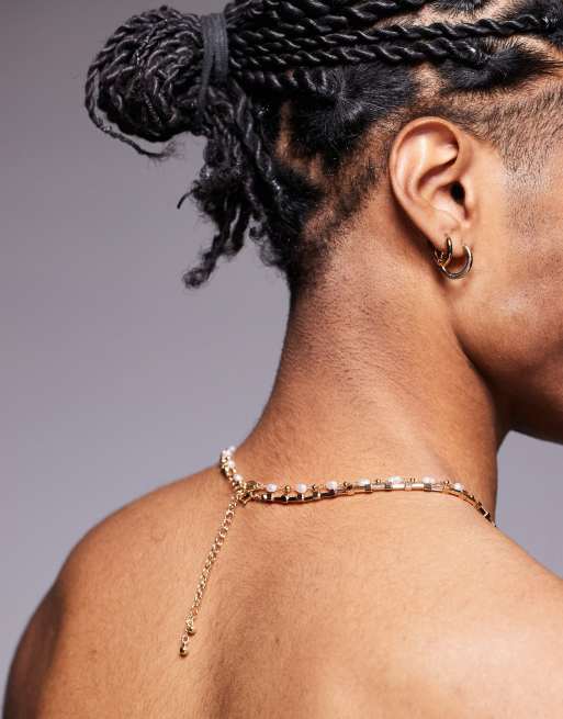 ASOS DESIGN – Festival – Guldfärgat halsband med pärlor och kedja, 2-pack , 2 av 3