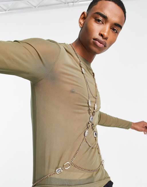 ASOS DESIGN – Festival – Guldfärgat kroppssmycke med kristallstenar