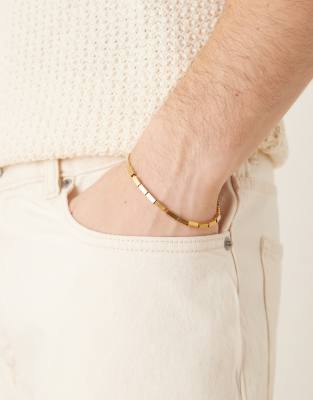 ASOS DESIGN - Festival - Guldfarvet armbånd med kæder og metalperler i vandtæt rustfrit stål - view 1
