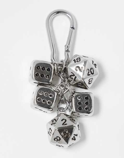 ASOS DESIGN festival keyring bag charm with dice charms in multi - view 1