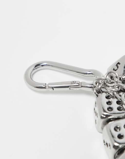 ASOS DESIGN festival keyring bag charm with dice charms in multi