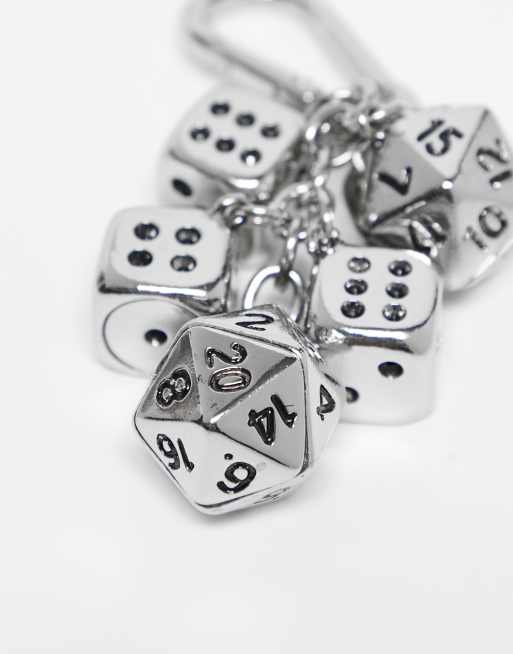 ASOS DESIGN festival keyring bag charm with dice charms in multi