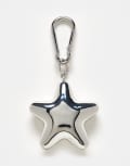 [ASOS DESIGN] ASOS DESIGN festival keyring bag charm with puff star in rhodium-Silver No Size MULTI