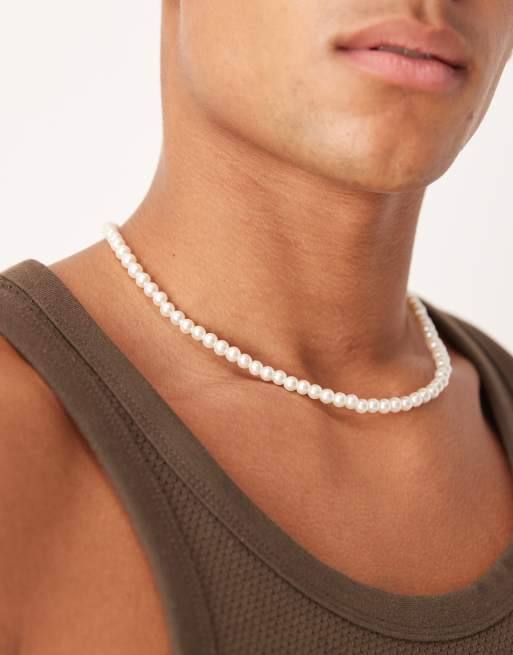 ASOS DESIGN - Festival - Korte imitatie-parelketting in wit  