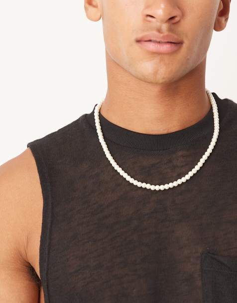 ASOS DESIGN - Festival - Korte ketting met imitatieparels van glas van 6mm in wit - view 1