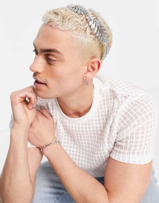 ASOS DESIGN - Festival-kroon met blaadjes in zilverkleur