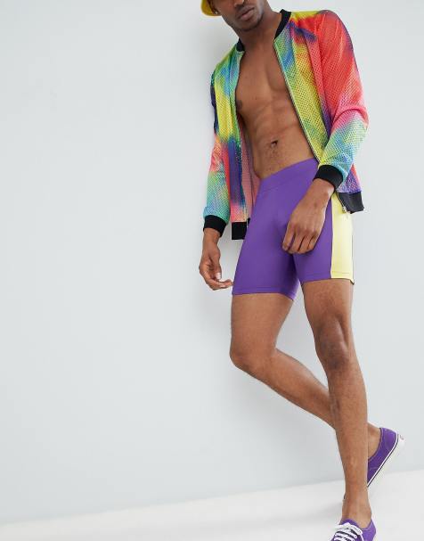 ASOS DESIGN festival megging shorts with colour blocking
