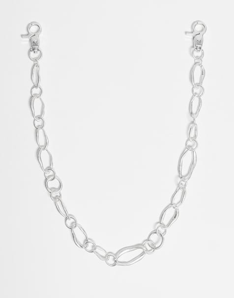 ASOS DESIGN festival molten link jeans chain in silver tone - view 1