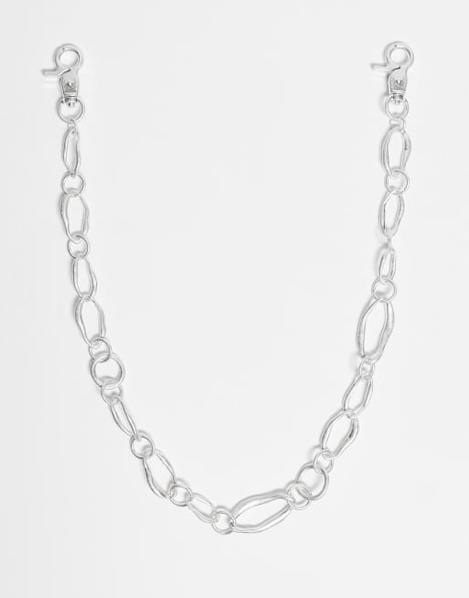 ASOS DESIGN festival molten link jeans chain in silver tone 