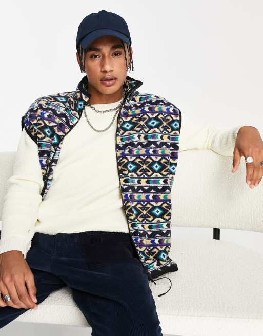 ASOS DESIGN - Festival - Oversized bodywarmer van fleece met all-over print