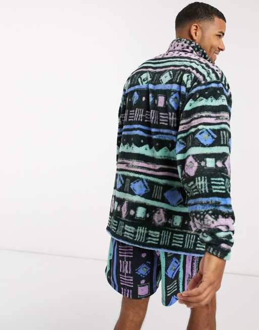 ASOS DESIGN festival oversized track jacket in geo print super soft fleece